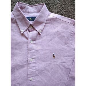 Polo Ralph Lauren Oxford Men Large LS Flesh Pony Preppy Classic Core Pink Casual